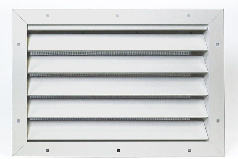 Aluminum Garage Door Air Vent Grille Register - With Damper Control Lever For Winter &amp; Summer Settings - With Insect Net Prevent Guard [Outer Dimensions: 17.5&quot;w X 12&quot;h]