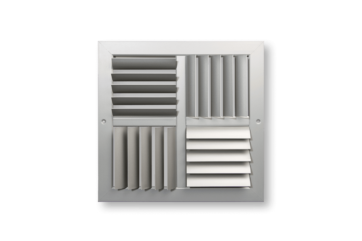 Four Direction Curved Blade Register with Opposed Blade Damper with Concealed Operator Design