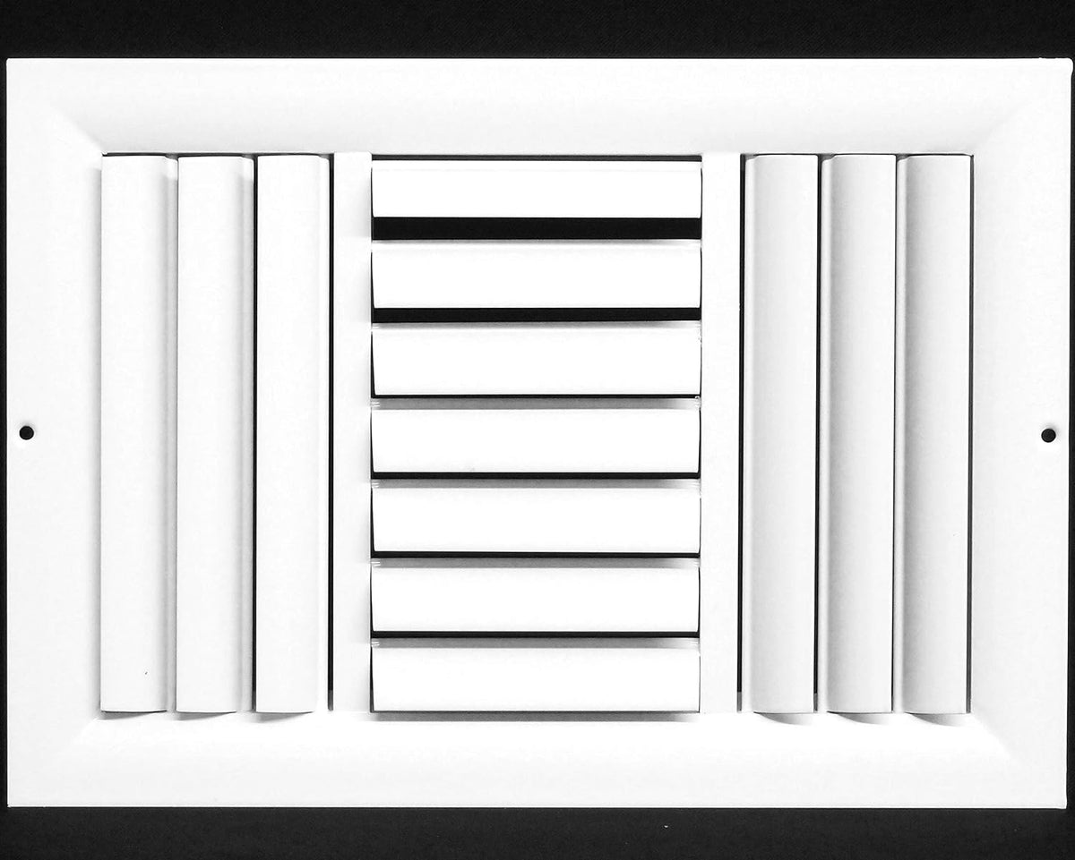 10&quot; X 6&quot; [Duct Opening] 3-Way Air Vent Adjustable Aluminum Curved Blades Integral Multi-Shutter Damper HVAC Diffuser [Outer Dimensions: 11.75&quot;W X 7.75&quot;H]