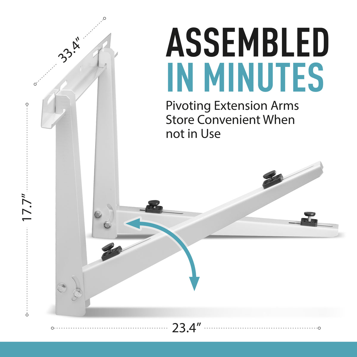 Universal Outdoor Mini Split Mounting Bracket For Heat Pump Systems Up To 500lbs, 9000-36000 BTUs With Installation Kit &amp; Hardware Included, Steel &amp; Powder-Coated