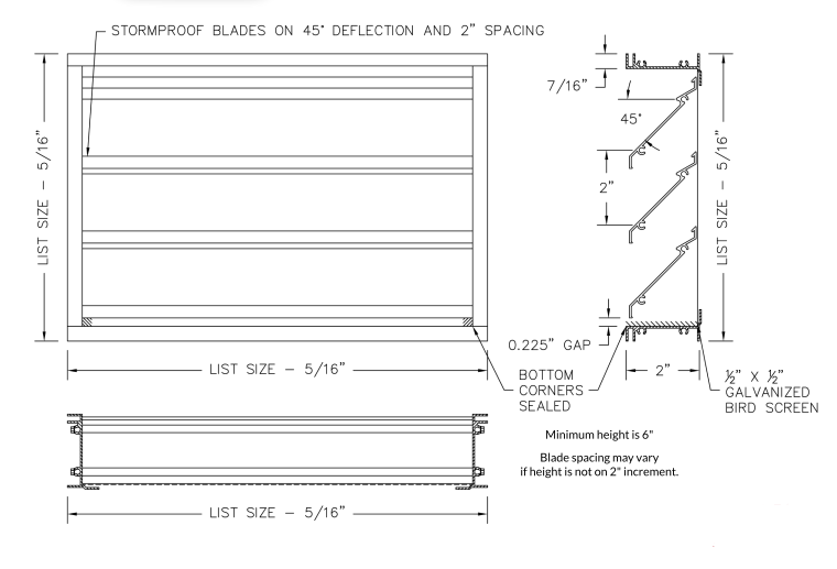 No frame Aluminum Exterior Louver Gable Vent for Walls &amp; Crawlspace - Weather-Resistant with Screen Protector