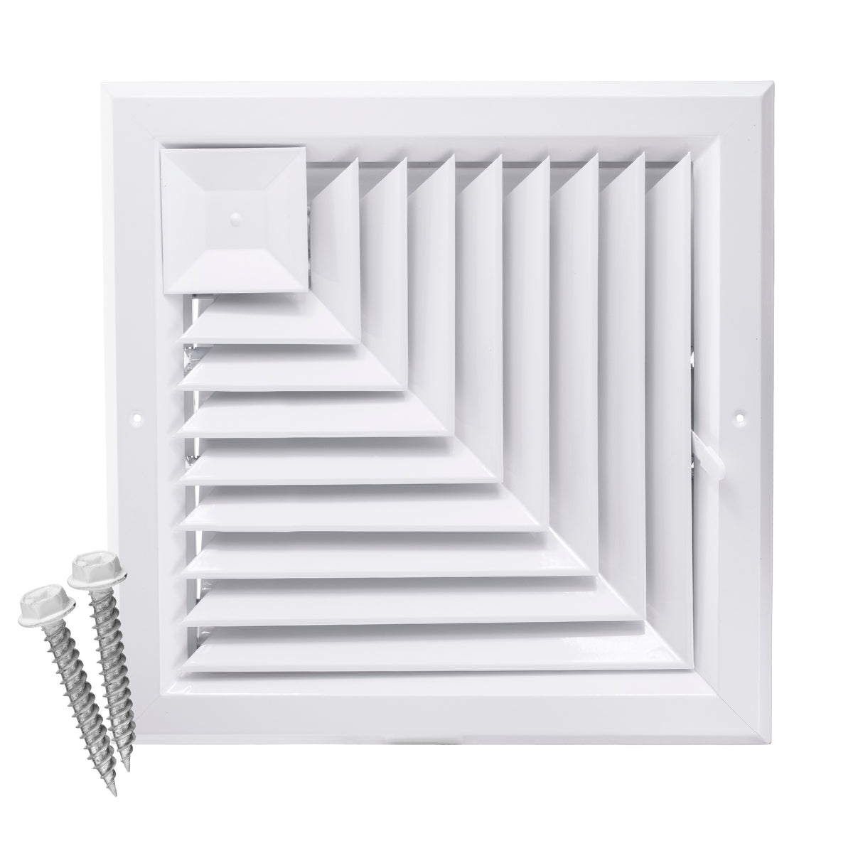 12&quot; x 12&quot; [Duct Opening] Ceiling Supply Diffuser Vent Cover – Corner Direction with Full Aluminum Frame, Back Blades &amp; Opposing Blade Lever Damper [Outer Size: 15&quot; x 15&quot;]