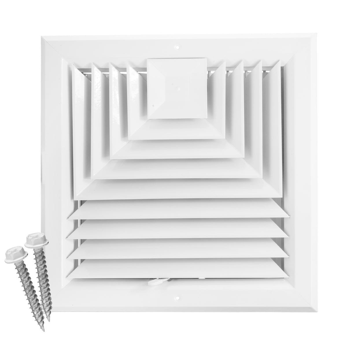 12&quot; x 12&quot; [Duct Opening] Ceiling Supply Diffuser Vent Cover – 3-Way Airflow with Full Aluminum Frame, Back Blades &amp; Opposing Blade Lever Damper [Outer Size: 15&quot; x 15&quot;]