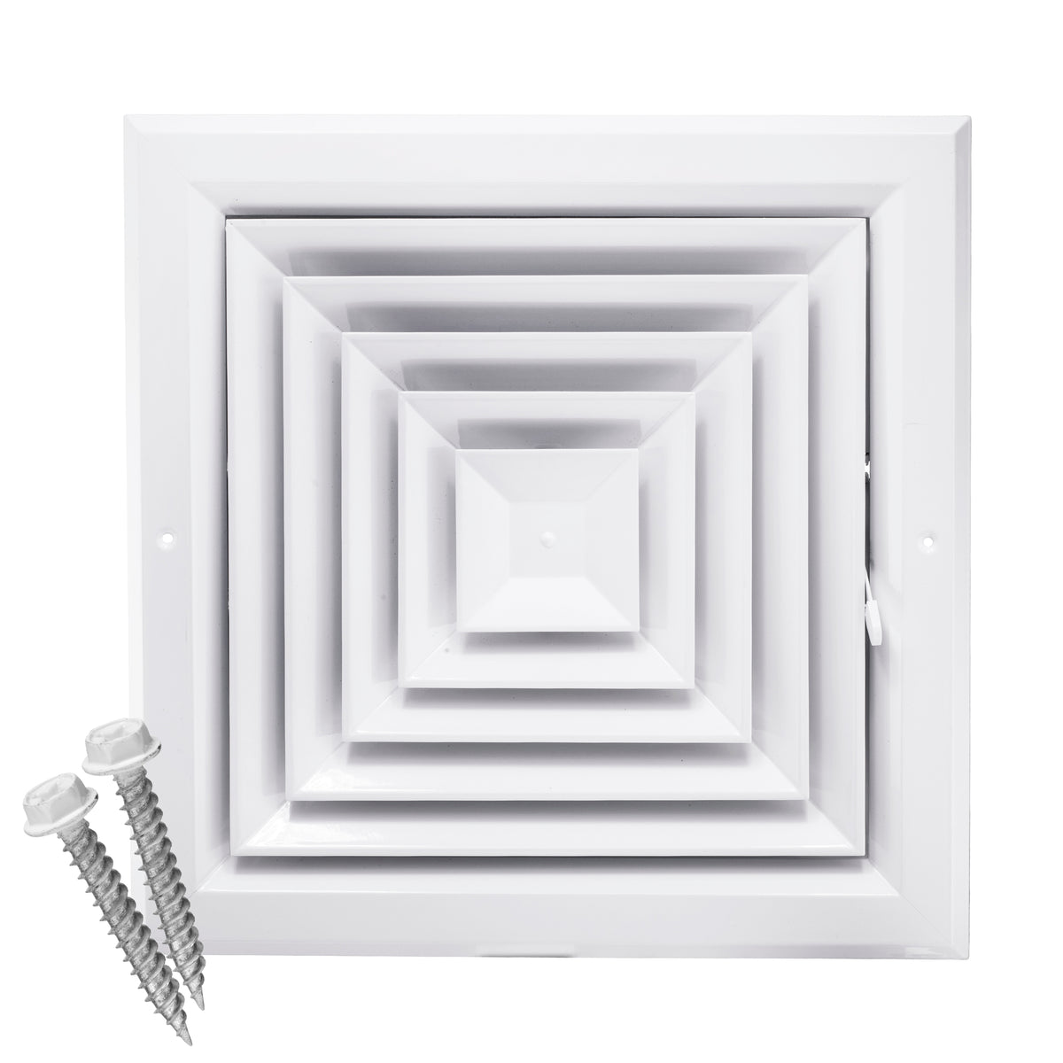 12&quot; x 12&quot; [Duct Opening] Ceiling Supply Diffuser Vent Cover – 4-Way Airflow with Full Aluminum Frame, Back Blades &amp; Opposing Blade Lever Damper [Outer Size: 15&quot; x 15&quot;]
