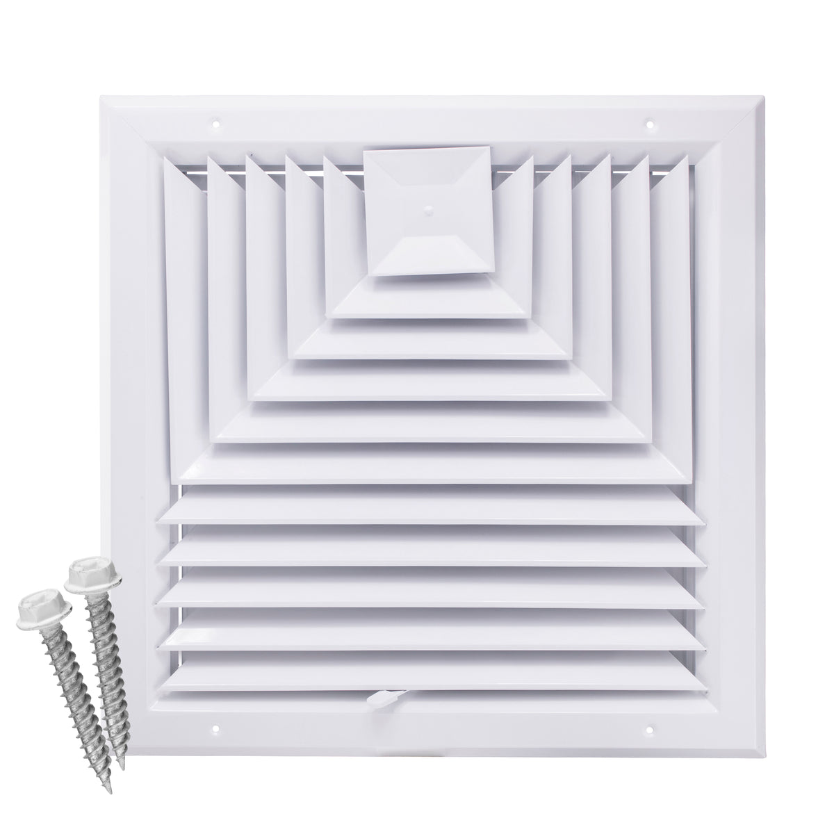 14&quot; x 14&quot; [Duct Opening] Ceiling Supply Diffuser Vent Cover – 3-Way Airflow with Full Aluminum Frame, Back Blades &amp; Opposing Blade Lever Damper [Outer Size: 17&quot; x 17&quot;]