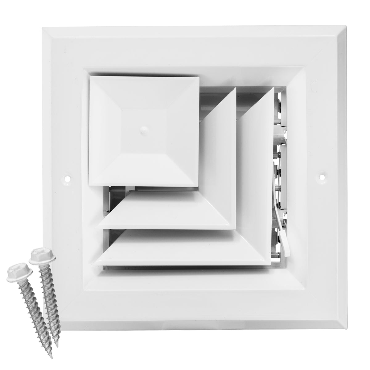 6&quot; x 6&quot; [Duct Opening] Ceiling Supply Diffuser Vent Cover – Corner Direction with Full Aluminum Frame, Back Blades &amp; Opposing Blade Lever Damper [Outer Size: 9&quot; x 9&quot;]