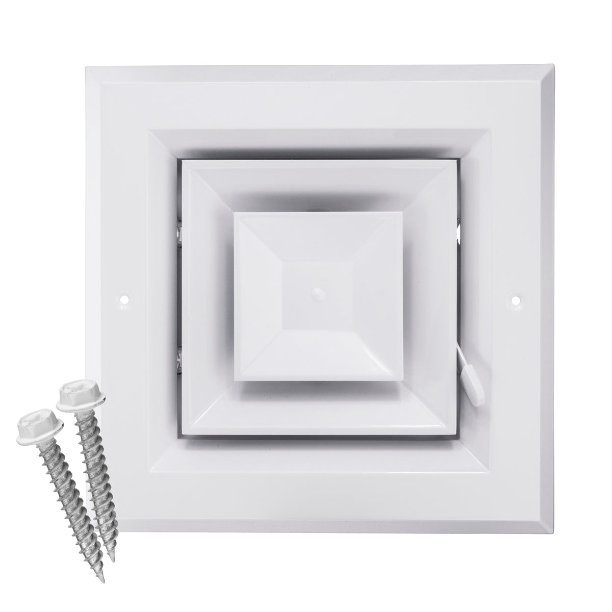 6&quot; x 6&quot; [Duct Opening] Ceiling Supply Diffuser Vent Cover – 4-Way Airflow with Full Aluminum Frame, Back Blades &amp; Opposing Blade Lever Damper [Outer Size: 9&quot; x 9&quot;]