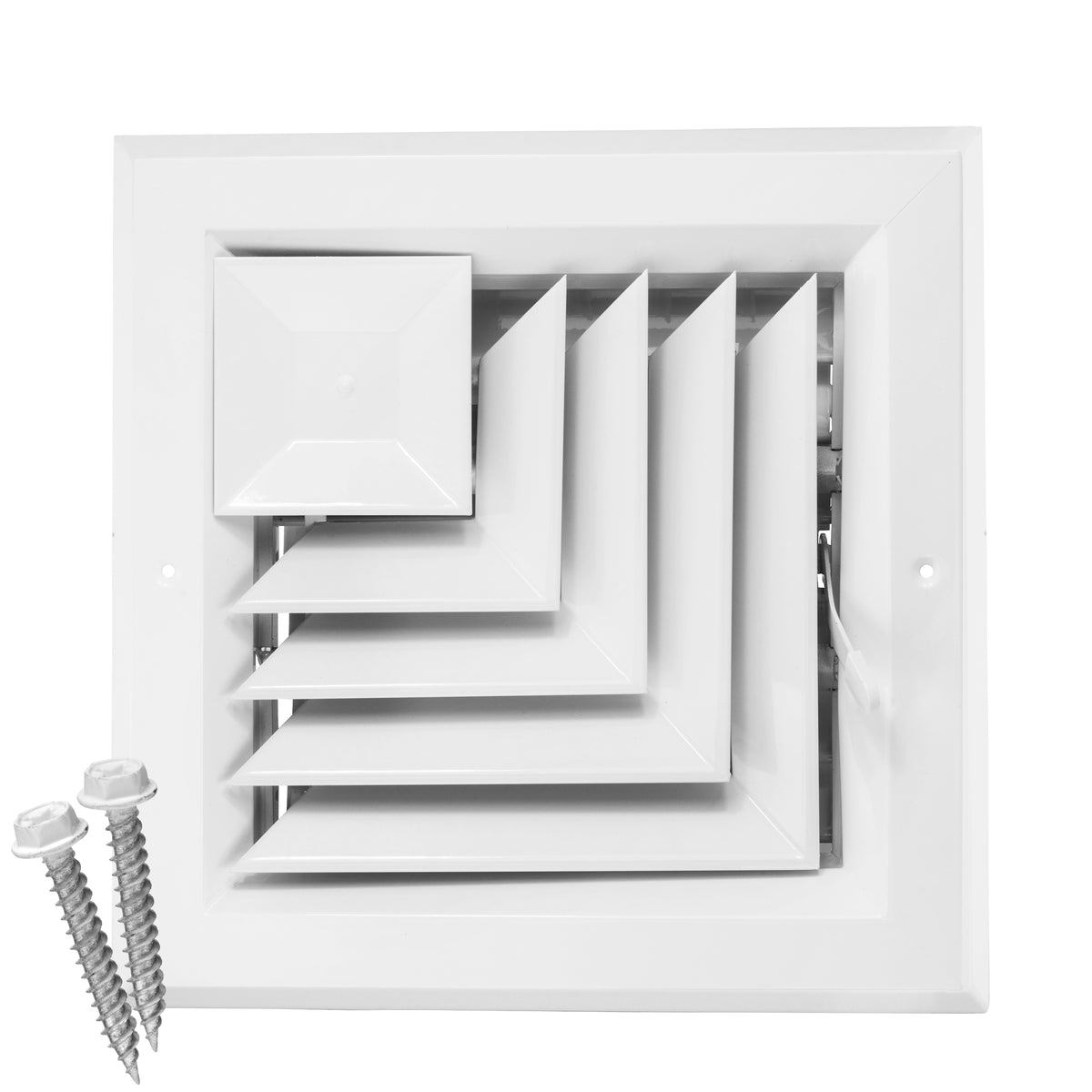 8&quot; x 8&quot; [Duct Opening] Ceiling Supply Diffuser Vent Cover – Corner Direction with Full Aluminum Frame, Back Blades &amp; Opposing Blade Lever Damper [Outer Size: 11&quot; x 11&quot;]