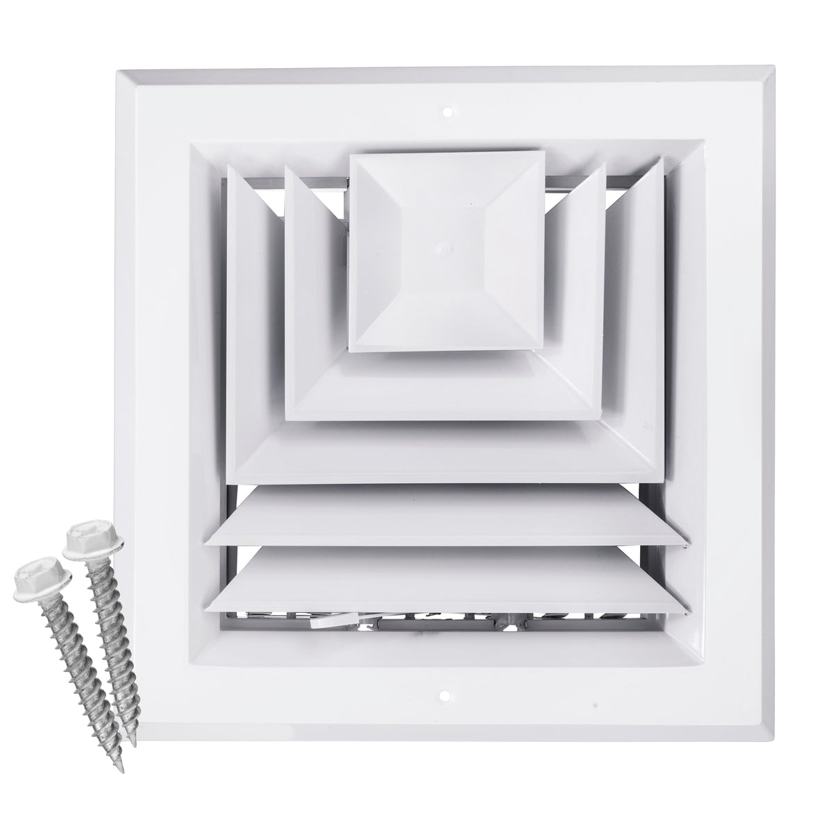 8&quot; x 8&quot; [Duct Opening] Ceiling Supply Diffuser Vent Cover – 3-Way Airflow with Full Aluminum Frame, Back Blades &amp; Opposing Blade Lever Damper [Outer Size: 11&quot; x 11&quot;]