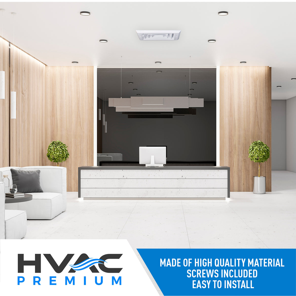 10&quot; x 10&quot; [Duct Opening] Ceiling Supply Diffuser Vent Cover – 4-Way Airflow with Full Aluminum Frame, Back Blades &amp; Opposing Blade Lever Damper [Outer Size: 13&quot; x 13&quot;]