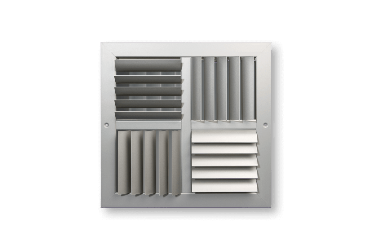 Four Direction Curved Blade Register with Multi - shutter Damper with Handle Operator - HVAC PremiumHPC44M