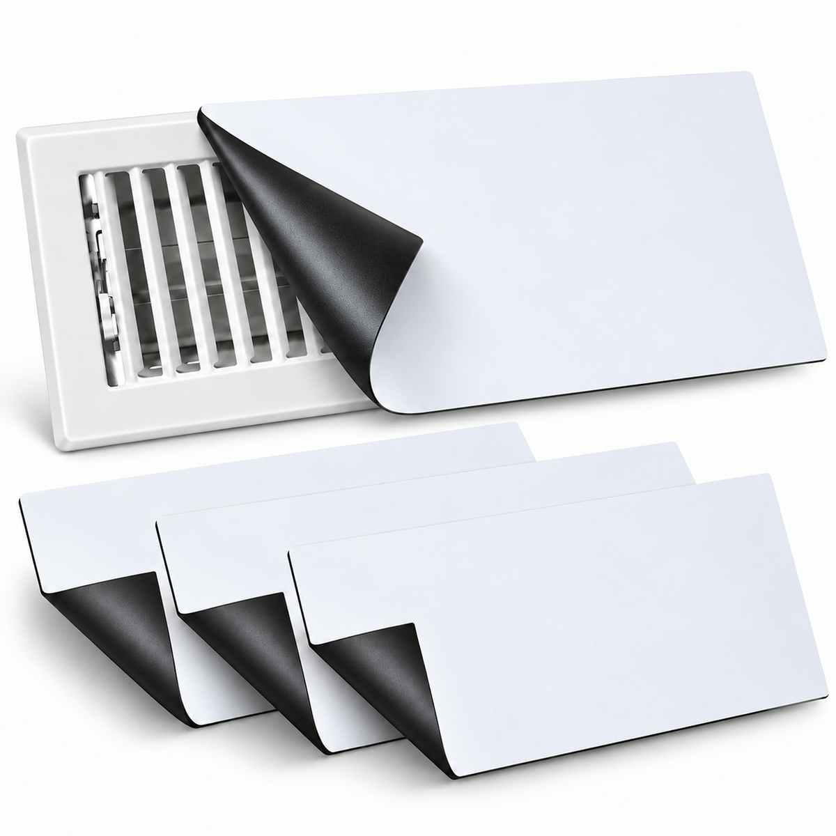 Magnetic Vent Covers 4 PCS - HVAC Premium Anisotropic 1.5mm Optimal Thickness - 12" X 5.5" - for Wall, Floor, Ceiling Vent Covers - Trap & Seal Air
