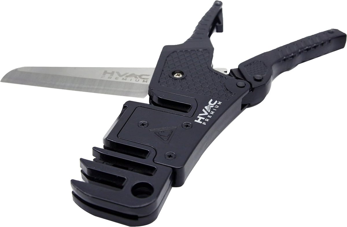Line Set Cutter - 3 - in - 1 Universal Precision Cutting Tool for HVAC Repair, PVC Pipe, Tubing, Ducts, Cables - Heavy Duty Aluminum Alloy, Stainless Steel Blade - 3.5 x 11.4 x .7 Inch, Black - HVAC PremiumPC - PC4
