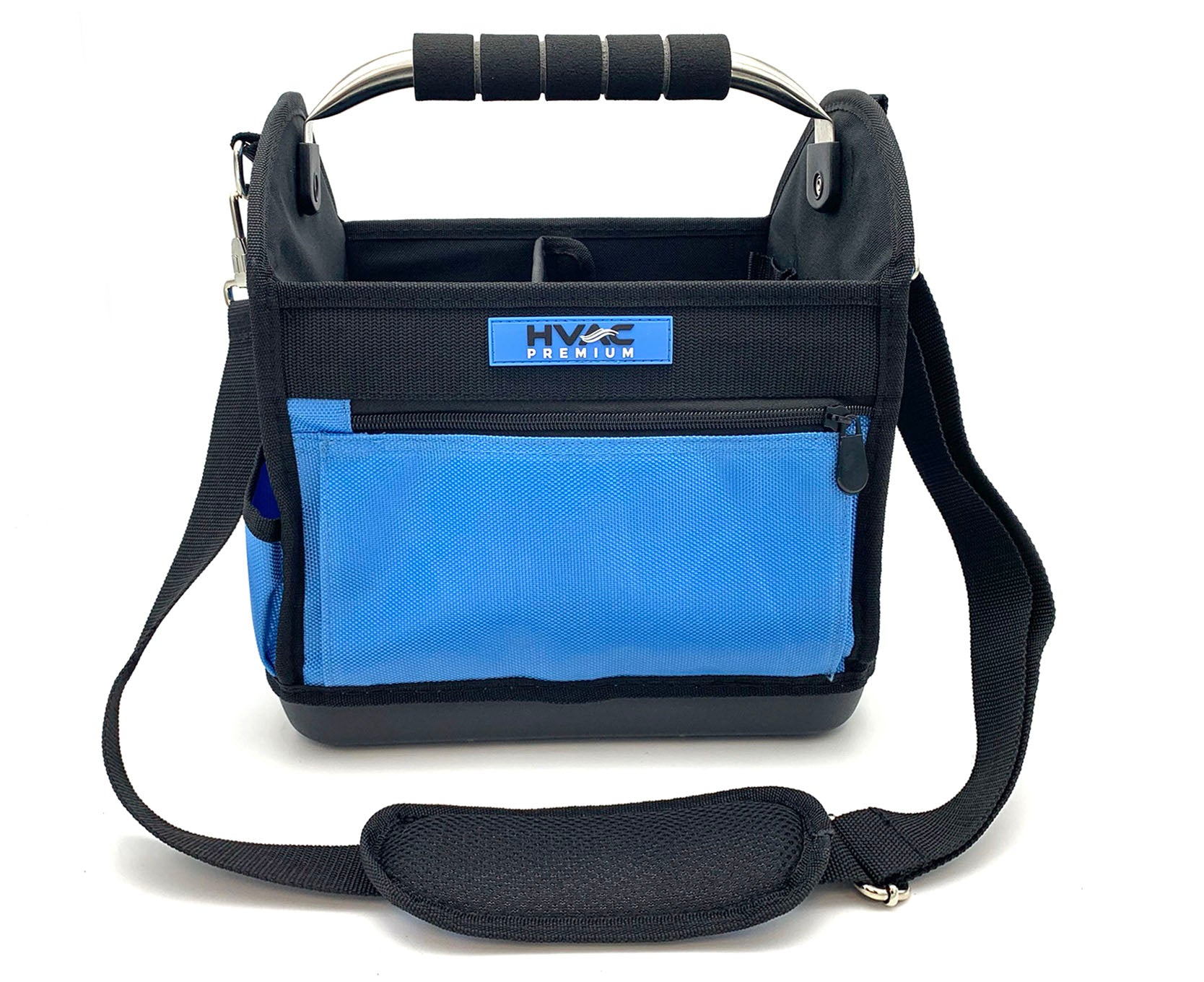 HVAC Premium Center Tray Tool Storage Tote Bag - 29 Pockets - Padded Handle - Hard Waterproof Base - with Comfortable Shoulder Strap - Medium