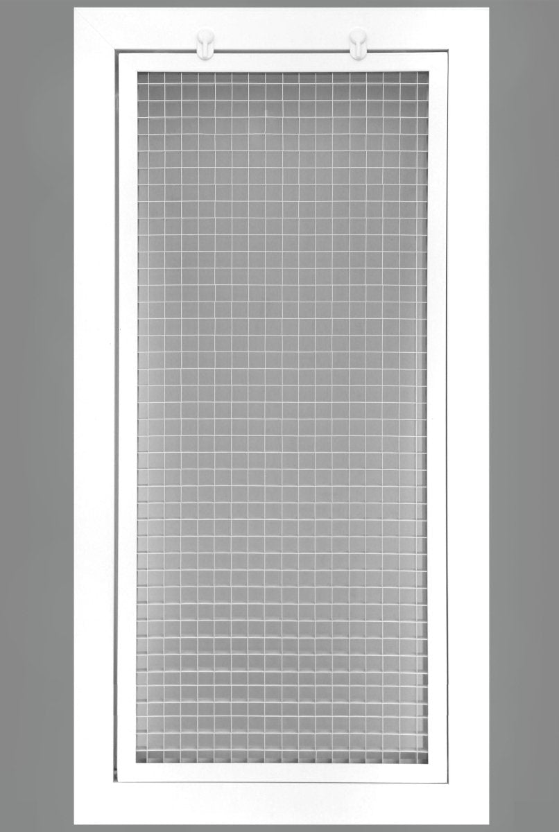 10" x 24" or 24" x 10" Cube Core Eggcrate Return Air Filter Grille for 1" Filter - Aluminum - White [Outer Dimensions: 12.5" X 26.5"] - HVAC PremiumCRFG1024