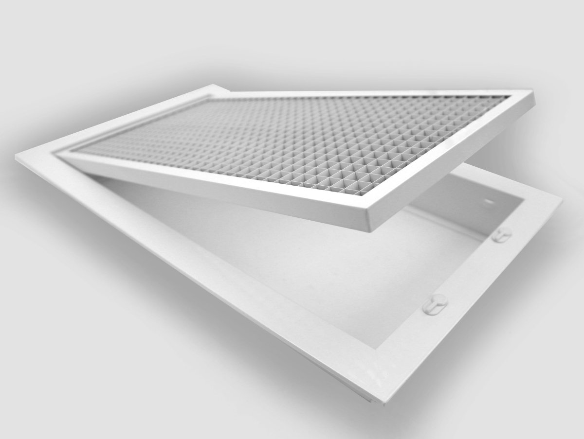 10&quot; x 26&quot; or 26&quot; x 10&quot; Cube Core Eggcrate Return Air Filter Grille for 1&quot; Filter - Aluminum - White [Outer Dimensions: 12.5&quot; X 28.5&quot;] - HVAC PremiumCRFG1026