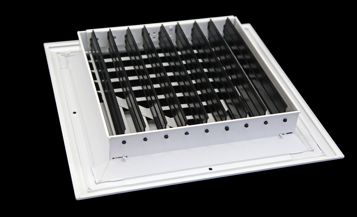 8&quot; x 8&quot; 3-WAY SUPPLY GRILLE - DUCT COVER &amp; DIFFUSER - LOW NOISE - For Ceiling - With Opposing Damper Blades