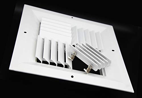 10&quot;w X 10&quot;h Extruded Aluminum Adjustable Core Mount Supply Ceiling HVAC Air Grille – Interchangeable: 1 - Way, 2 - Way, 3 - Way or 4 - Way - Vent Duct Cover [Outer Dimensions: 11.125&quot; X 11.125&quot;] - HVAC PremiumMCSB1010