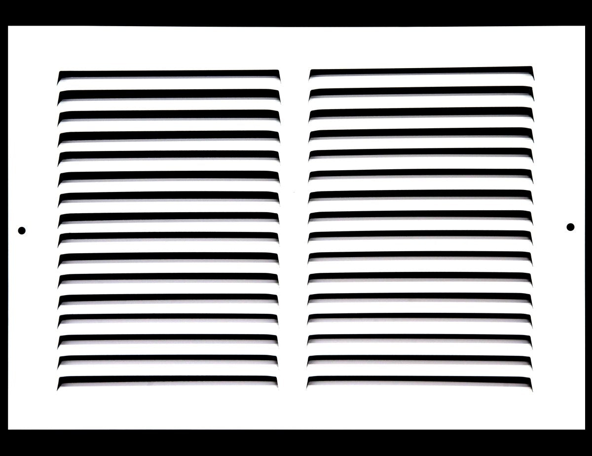 12" X 10" Baseboard Return Air Grille - HVAC Vent Duct Cover - 7/8" Margin Turnback For Flush Fit With Baseboard Work - White - HVAC PremiumBRG1210 HP