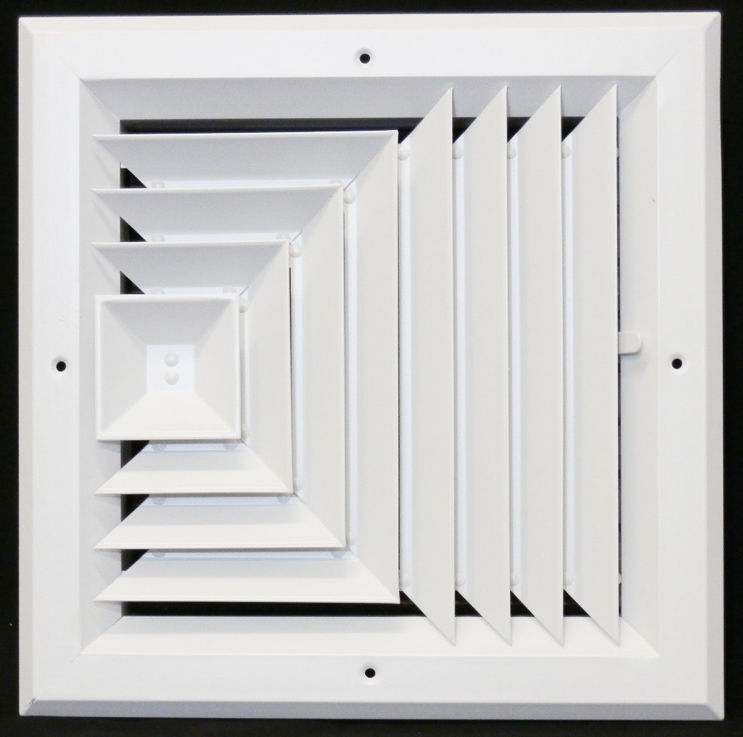 12" x 12" 3 - WAY SUPPLY GRILLE - DUCT COVER & DIFFUSER - LOW NOISE - For Ceiling - With Opposing Damper Blades - HVAC PremiumV12123 FBA