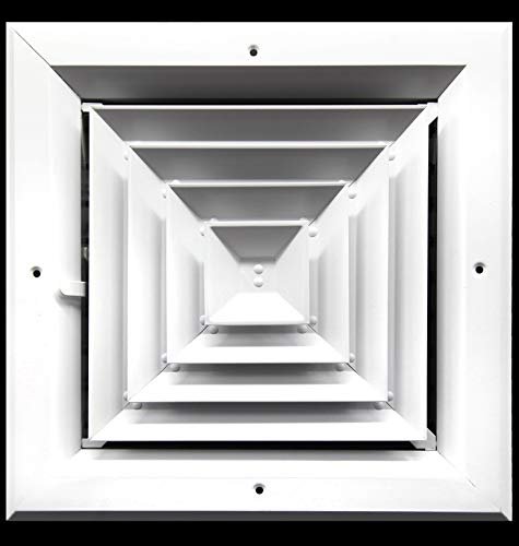 12&quot; x 12&quot; 4 - WAY SUPPLY GRILLE - DUCT COVER &amp; DIFFUSER - LOW NOISE - For Ceiling - With Opposing Damper Blades - HVAC PremiumV12124 FBA
