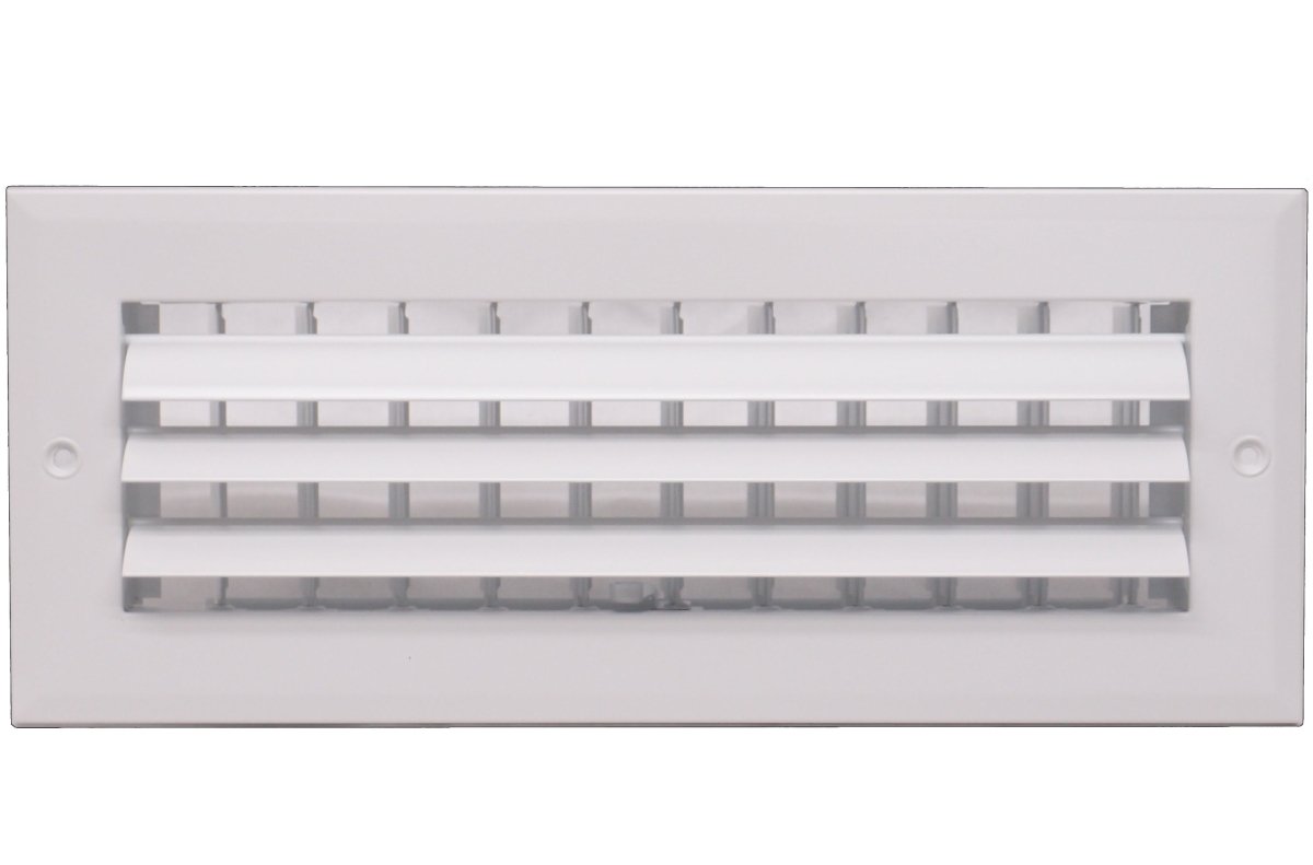 12" X 4" [Duct Opening] 1 - Way Air Vent Adjustable Aluminum Curved Blades Integral Multi - Shutter Damper HVAC Diffuser [Outer Dimensions: 13.75"W X 5.75"H] - HVAC PremiumMFACRA124W1