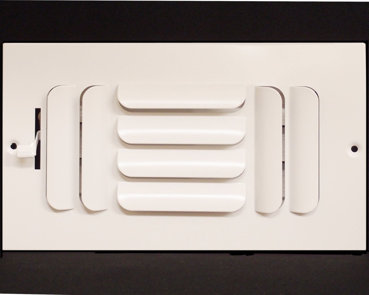 12" X 4" [Duct Opening] 3 - Way Fixed Curved Blade Air Supply Diffuser Register Vent Cover Grille [Outer Dimensions: 13.75"W X 5.75"H] - HVAC PremiumCB124W3 HP