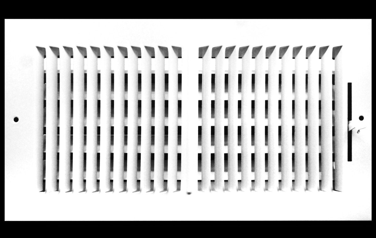 12" X 6" 2 - Way Air Supply Grille – Steel HVAC Vent Cover with Damper, Wall/Ceiling Register, White - HVAC PremiumG1262