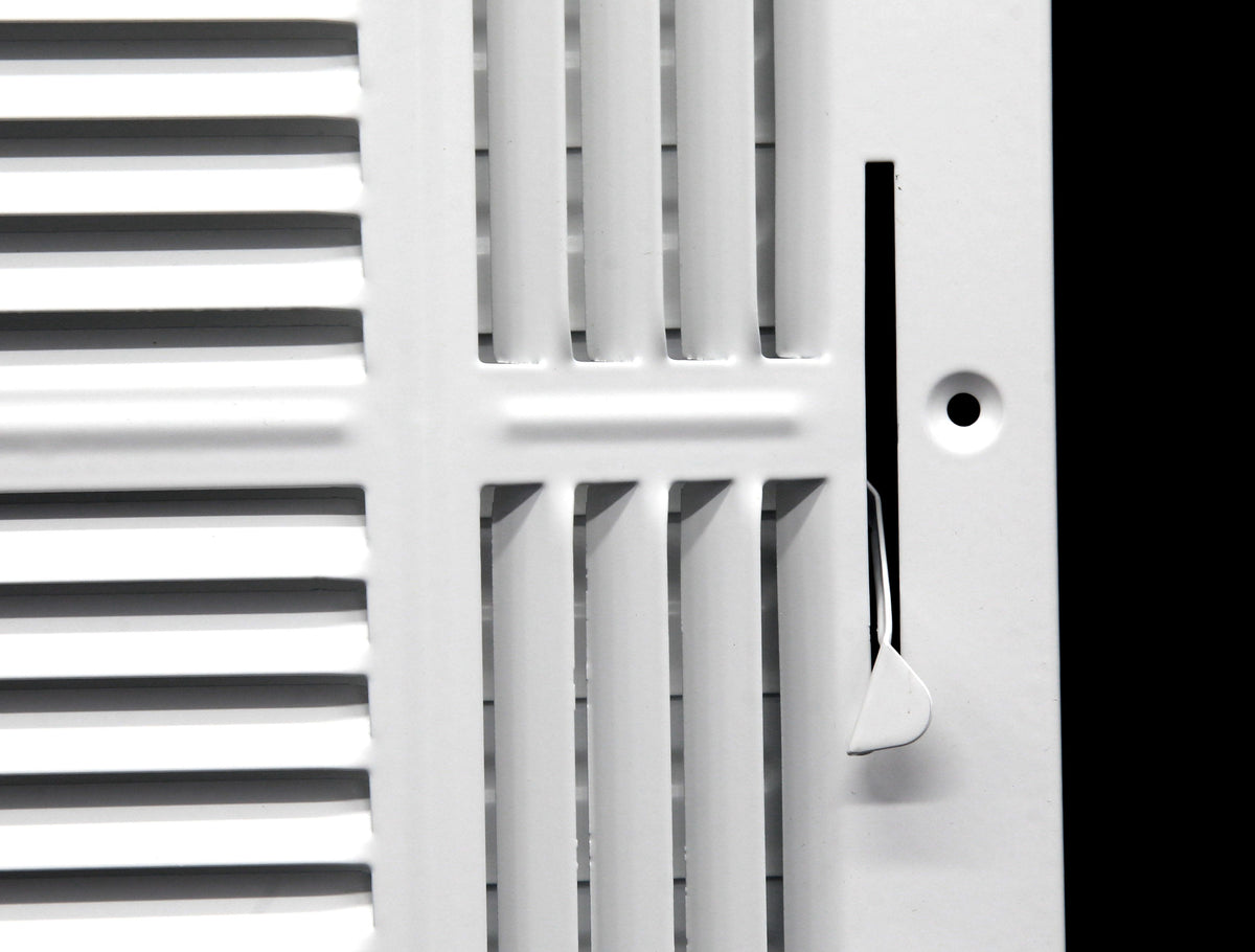 12&quot;w X 12&quot;h 3-Way AIR SUPPLY GRILLE - DUCT COVER &amp; DIFFUSER - Flat Stamped Face - White [Outer Dimensions: 13.75&quot;w X 13.75&quot;h]