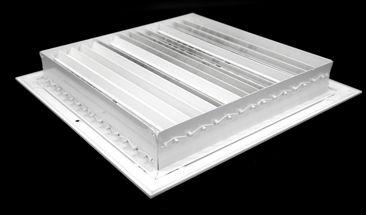 back of 14&quot;w X 8&quot;h aluminum double deflection adjustable air supply HVAC Diffuser angled view