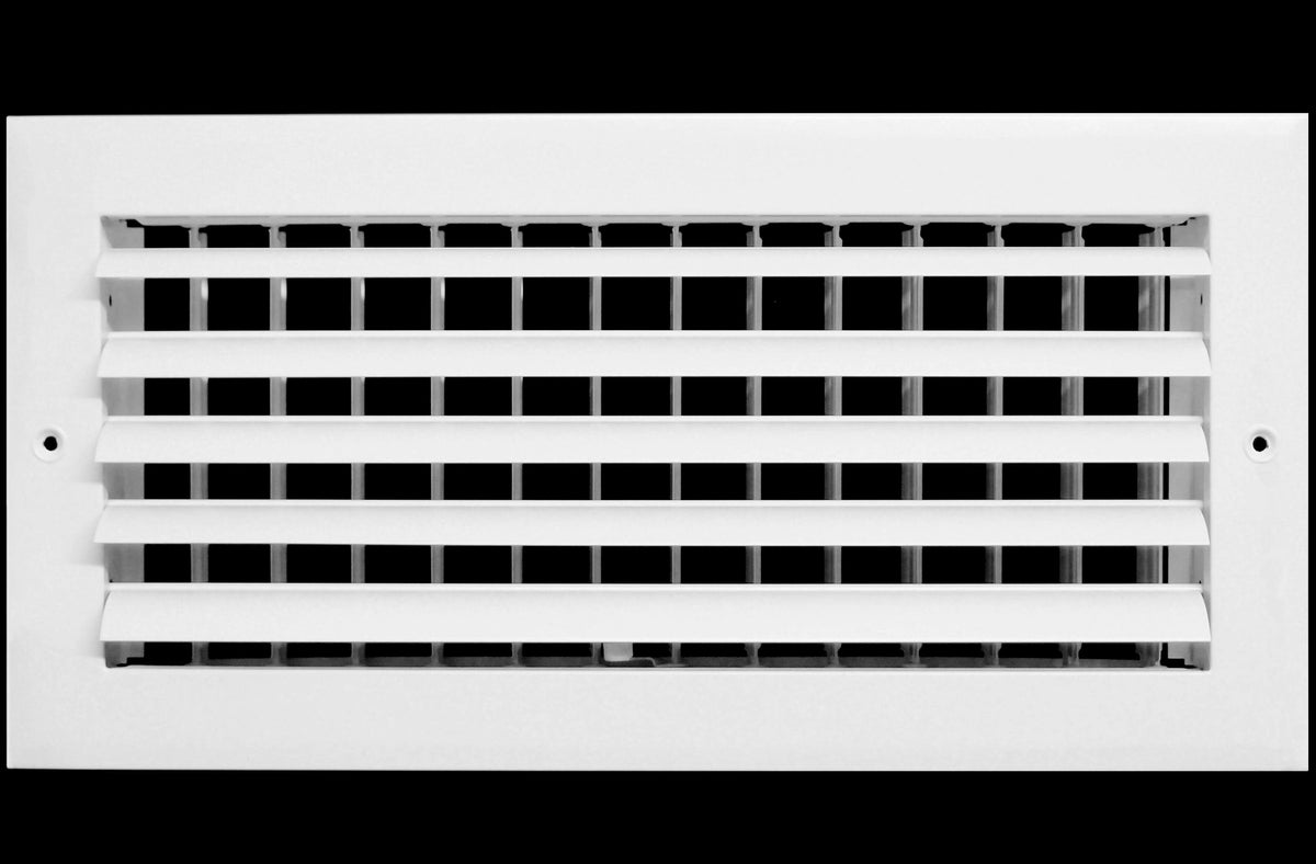 12&quot; x 6&quot; - 1-Way Air Vent - Adjustable Aluminum Curved Blades - Integral Multi-Shutter Damper - HVAC Grille