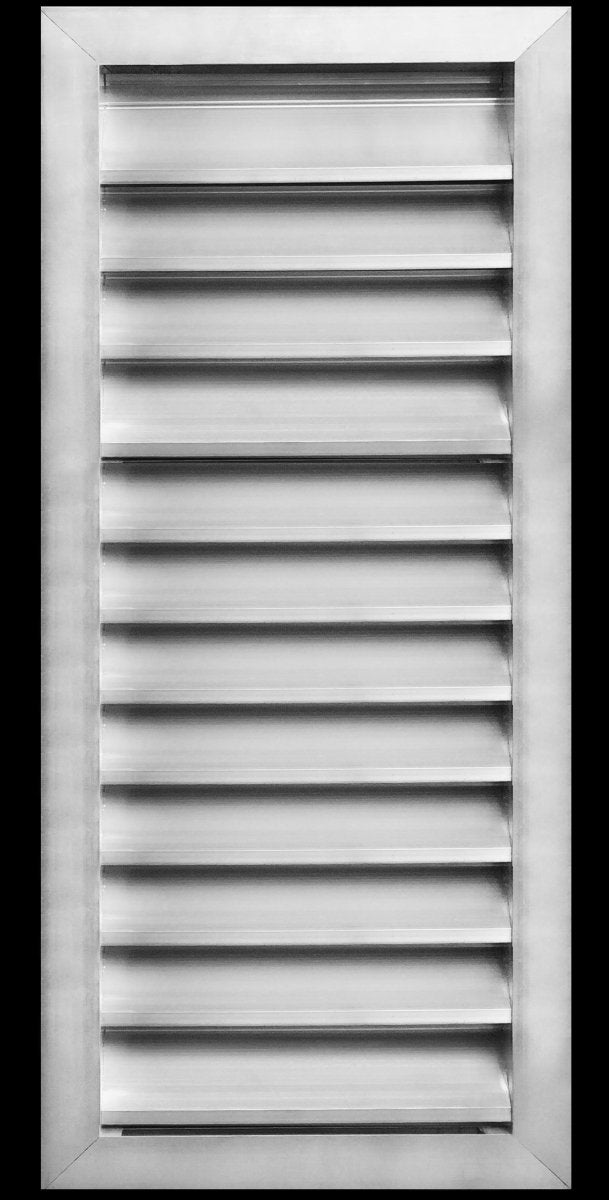 12"w X 26"h Aluminum Exterior Gable Louver Vent for Walls & Crawlspace - Weather - Resistant Air Grille with Screen Mesh - [Outer Dimensions 13.75"w x 27.75"h] - HVAC PremiumLO1226