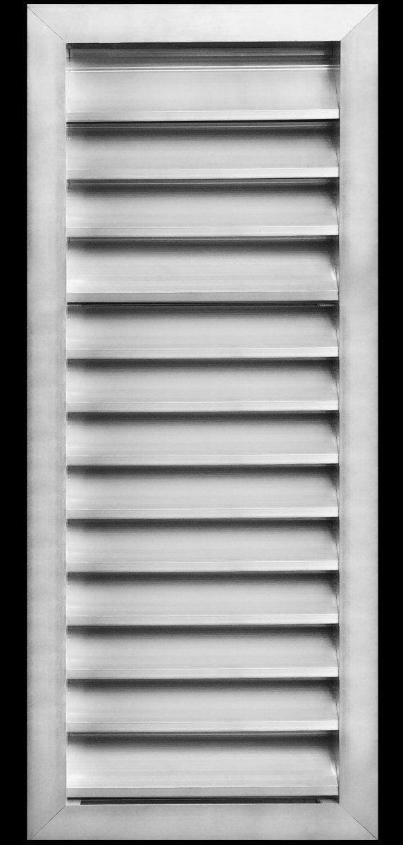 12"w X 28"h Aluminum Exterior Gable Louver Vent for Walls & Crawlspace - Weather - Resistant Air Grille with Screen Mesh - [Outer Dimensions 13.75"w x 29.75"h] - HVAC PremiumLO1228