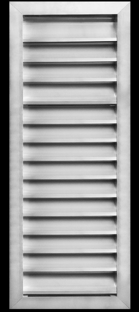12"w X 32"h Aluminum Exterior Gable Louver Vent for Walls & Crawlspace - Weather - Resistant Air Grille with Screen Mesh - [Outer Dimensions 13.75"w x 33.75"h] - HVAC PremiumLO1232