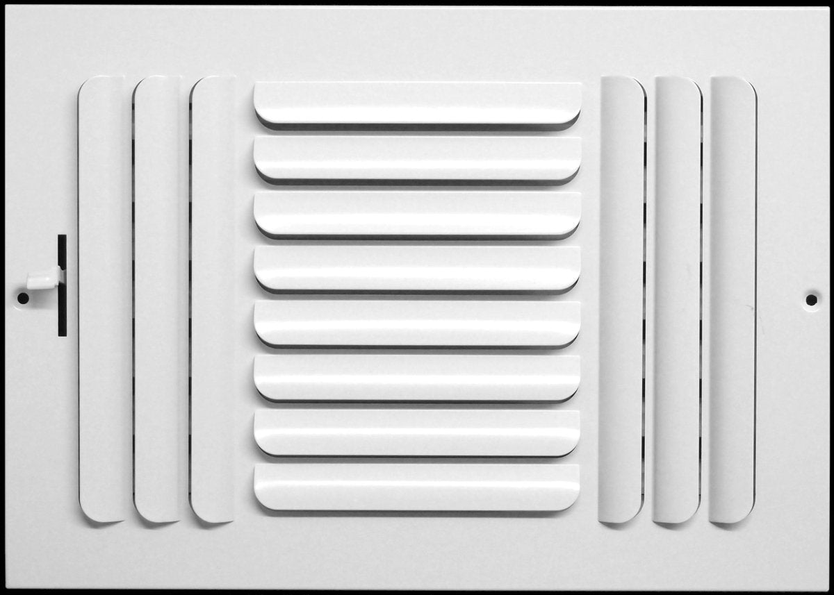 12"w X 6"h [Duct Opening] 3 - Way Fixed Curved Blade Air Supply Diffuser Register Vent Cover Grille [Outer Dimensions: 13.75"W X 7.75"H] - HVAC PremiumCSCSCR126W3 - HP