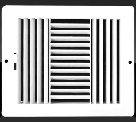 12"W X 6"H [Duct Opening] Never Rust Plastic 3 - Way - Vertical Air Supply Register - HVAC Vent Duct Grille - Off White [Outer Dimensions: 13.75"W X 7.75"H] - HVAC PremiumPL126W3 Off White HP - 1
