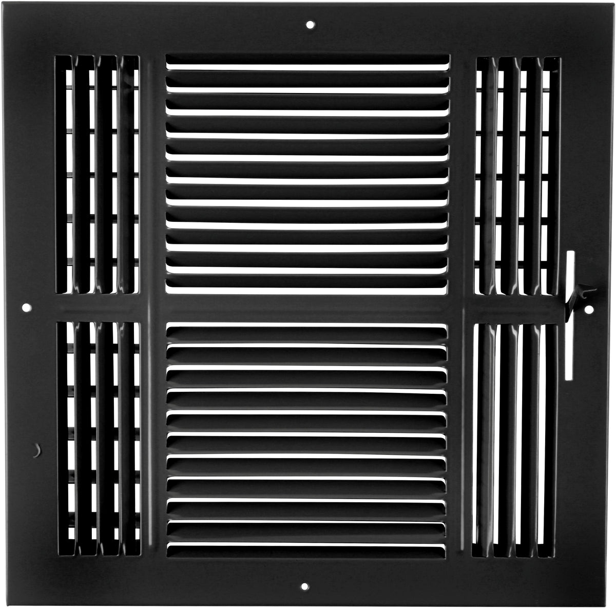 12&quot; X 12&quot; 4-Way AIR SUPPLY GRILLE - DUCT COVER &amp; DIFFUSER - Flat Stamped Face - Black