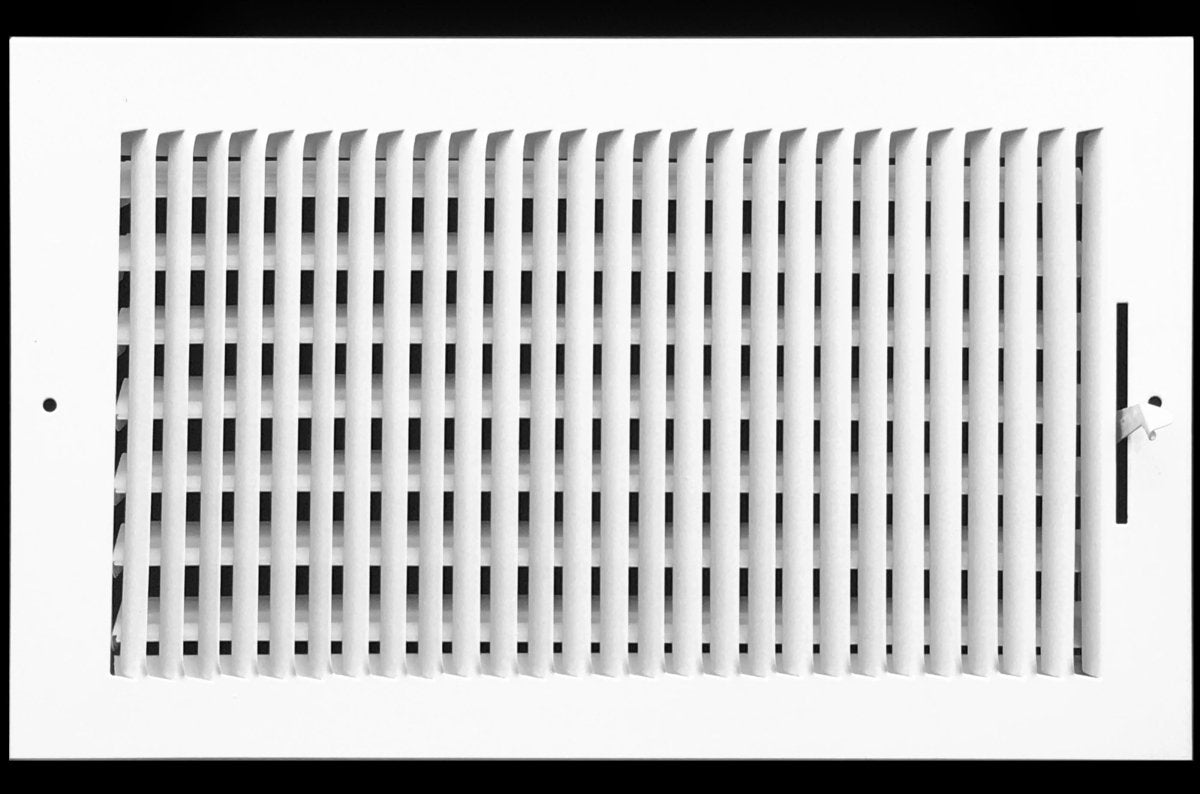 14" X 8" 1 - Way Air Supply Grille – Steel HVAC Vent Cover with Damper, Wall/Ceiling Register, White - HVAC PremiumG1481W1 HP