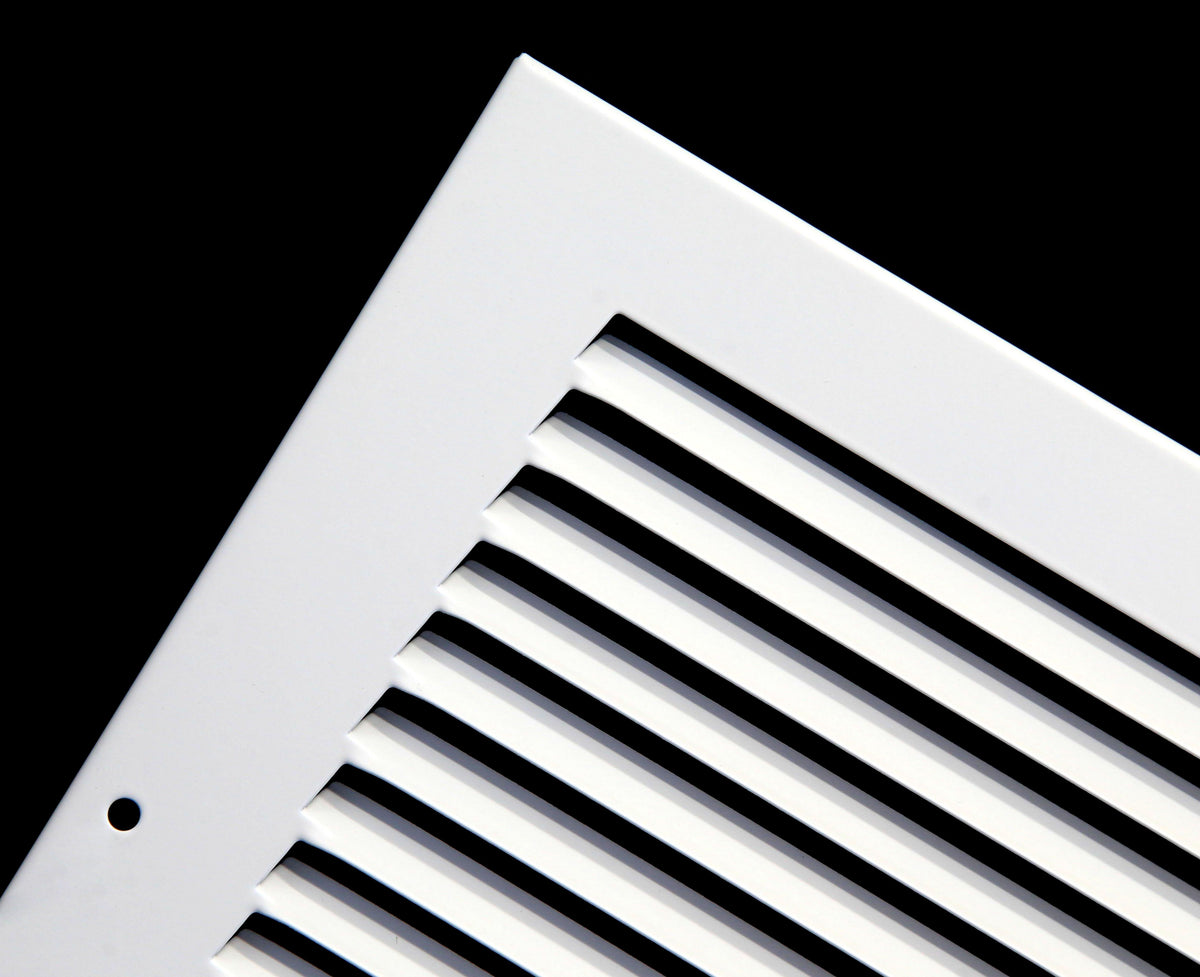 12&quot; X 4&quot; Baseboard Return Air Grille - HVAC Vent Duct Cover - 7/8&quot; Margin Turnback For Flush Fit With Baseboard Work - White