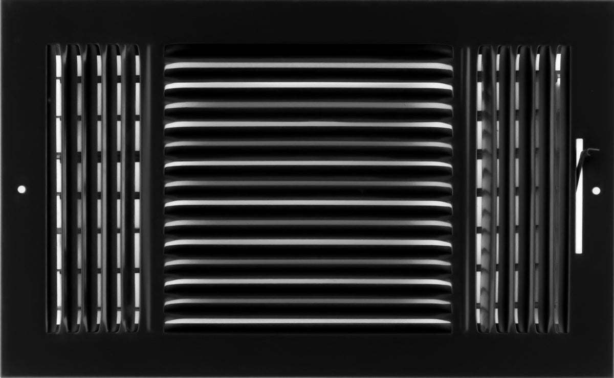 14&quot; X 8&quot; 3-Way AIR SUPPLY GRILLE - DUCT COVER &amp; DIFFUSER - Flat Stamped Face - Black