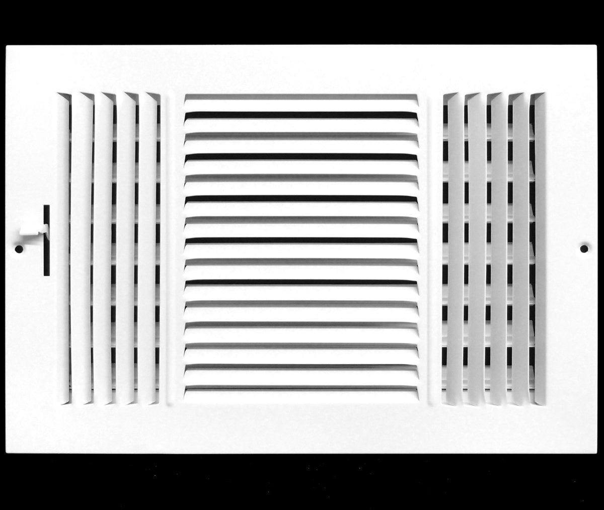 18&quot; X 10&quot; 3 - Way Air Supply Grille – Steel HVAC Vent Cover with Damper, Wall/Ceiling Register, White - HVAC PremiumG1810W3 HP