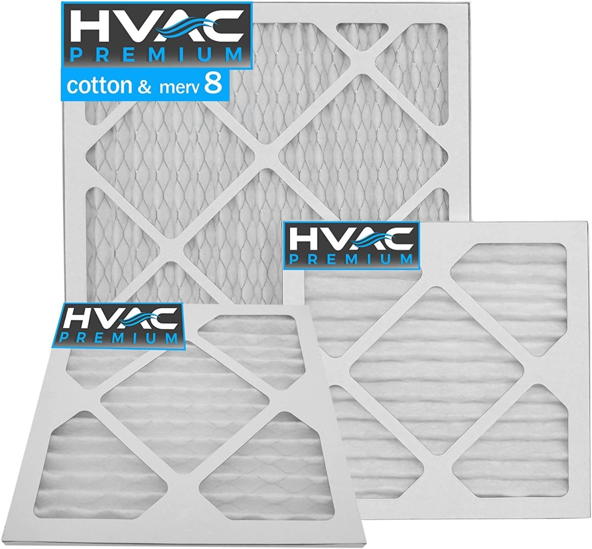 18&quot; x 12&quot; Pleated MERV 8 Filter for HVAC Return Filter Grille [Actual Dimensions: 17.75 X 11.75] 3 - Pack - HVAC PremiumFLTR M8 1812x3