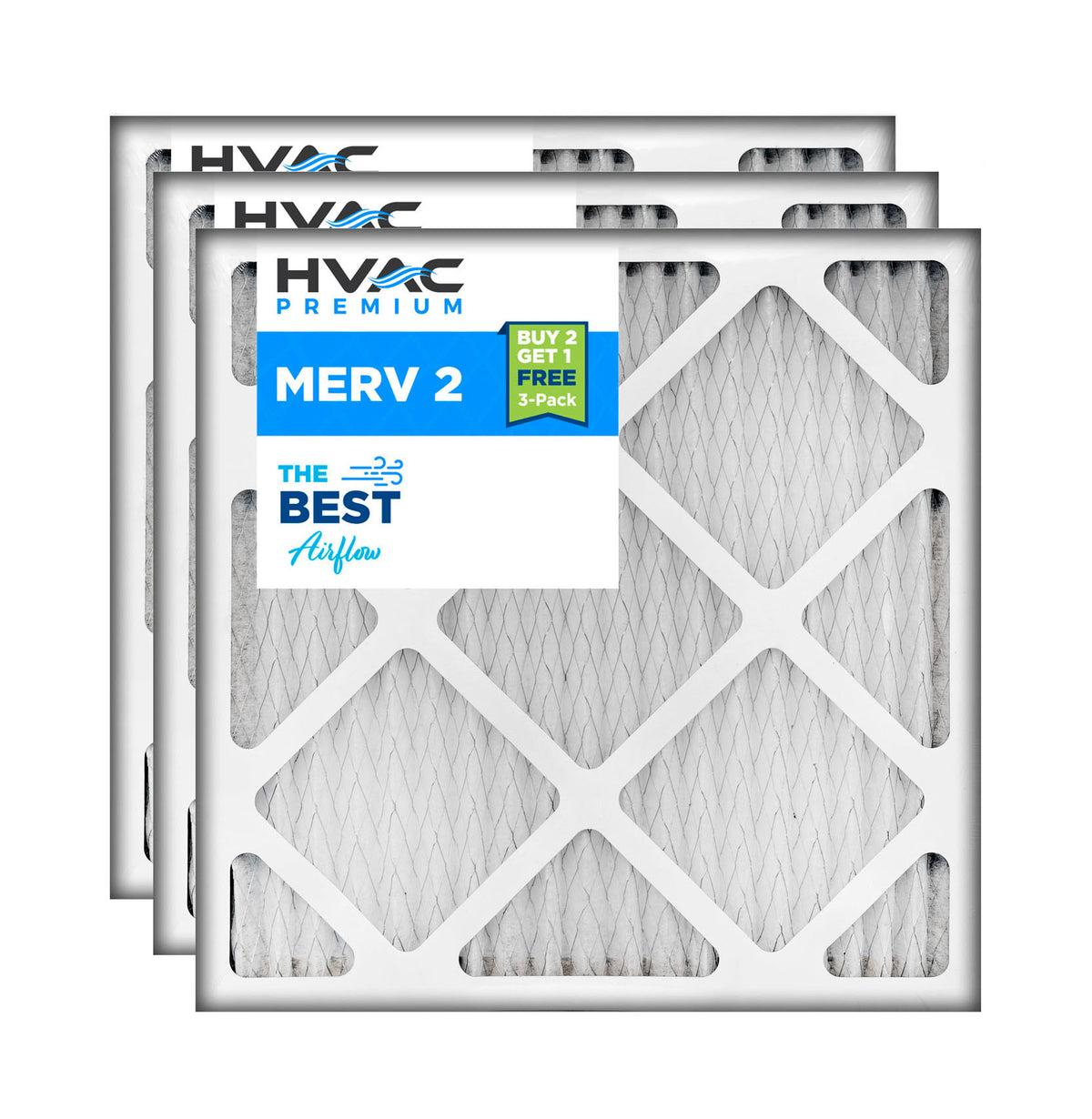 20 x 16 Merv 2 HVAC Pleated Filter, 3-Pack