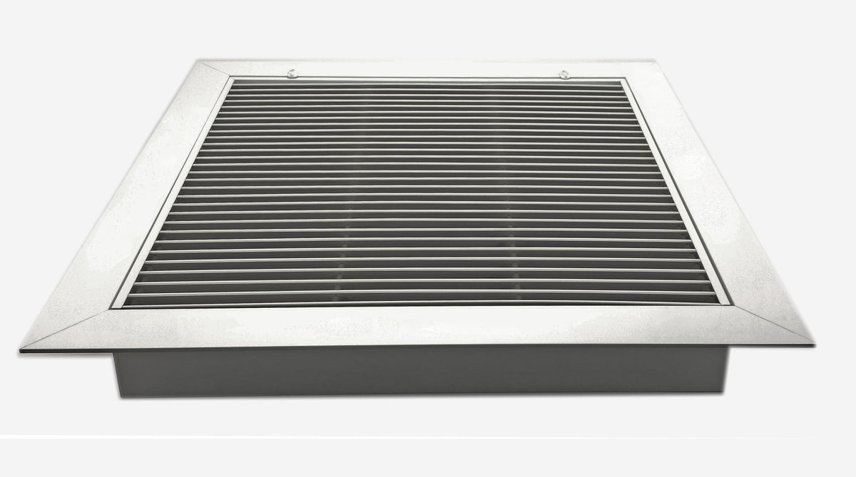 Aluminum Fixed Bar Return Air Filter Grille with Plenum Box - 24 x 24 T-Bar Lay-in Drop Ceiling