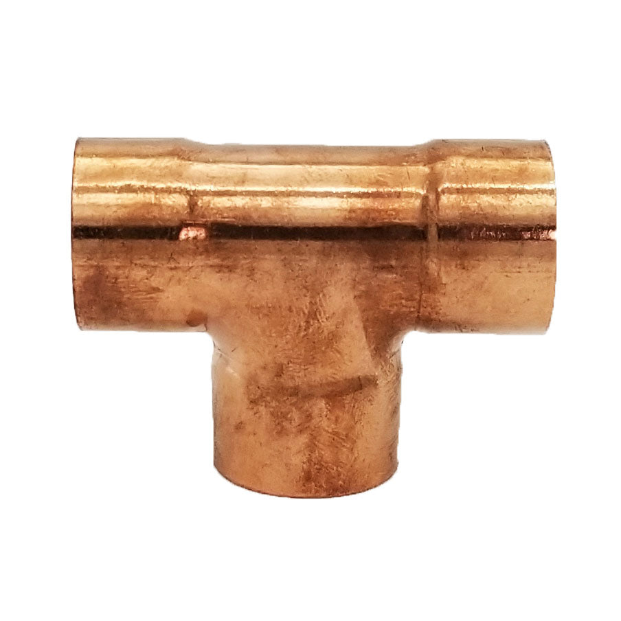 Copper Fitting 1/2 Inch (HVAC Outer Dimension) 3/8 Inch (Plumbing Inner Dimension) - Copper Tee & HVAC – 99.9% Pure Copper - 5 Pack