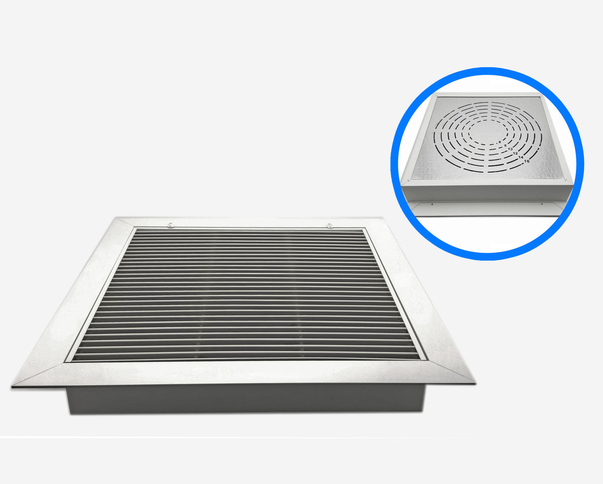 Aluminum Fixed Bar Return Air Filter Grille with Plenum Box - 24 x 24 T-Bar Lay-in Drop Ceiling