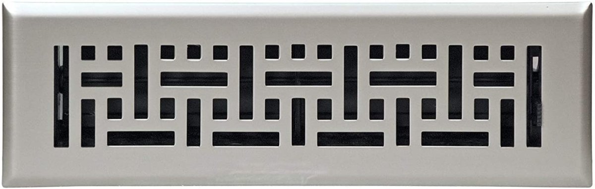 2&quot; X 10&quot; Modern Victorian Floor Register Grille with Dampers - Decorative Grate - HVAC Vent Duct Cover - Satin Nickel - HVAC PremiumVF - WB 2x10 SN