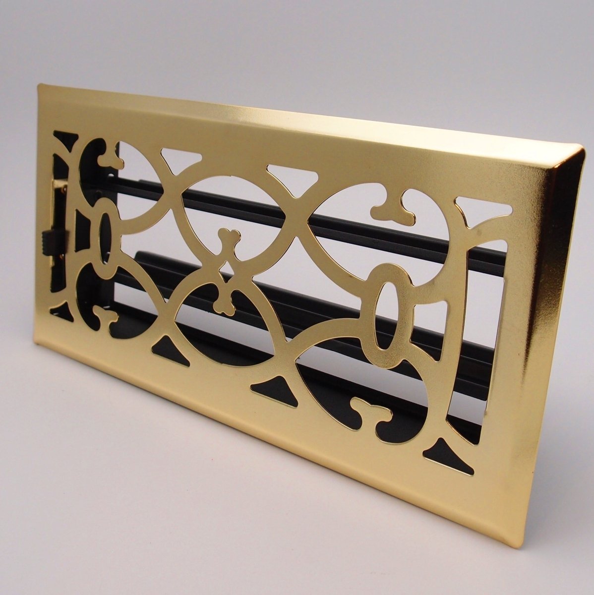 2&quot; X 12&quot; Brass Victorian Floor Register Grille - Modern Contempo Decorative Grate - HVAC Vent Duct Cover - Brass Plated - HVAC PremiumVF212 Brass Plated HP