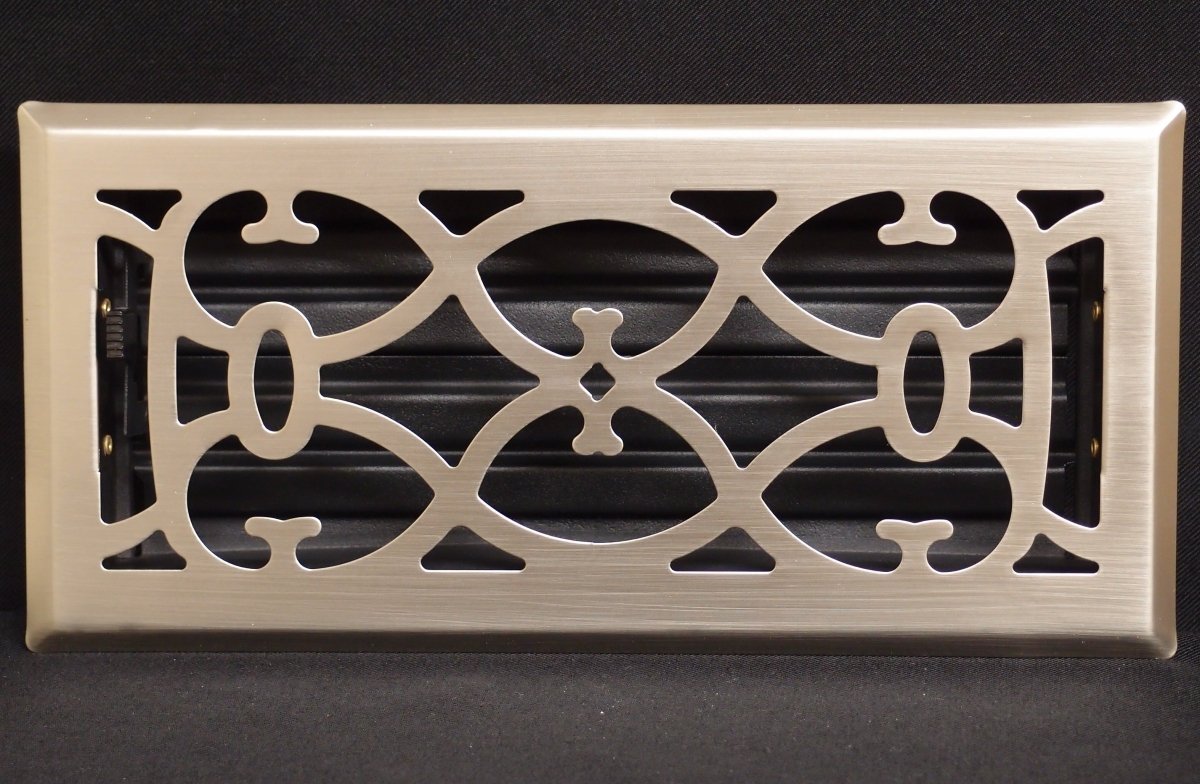 2&quot; X 12&quot; Brass Victorian Floor Register Grille - Modern Contempo Decorative Grate - HVAC Vent Duct Cover - Brass Plated - HVAC PremiumVF212 Brass Plated HP