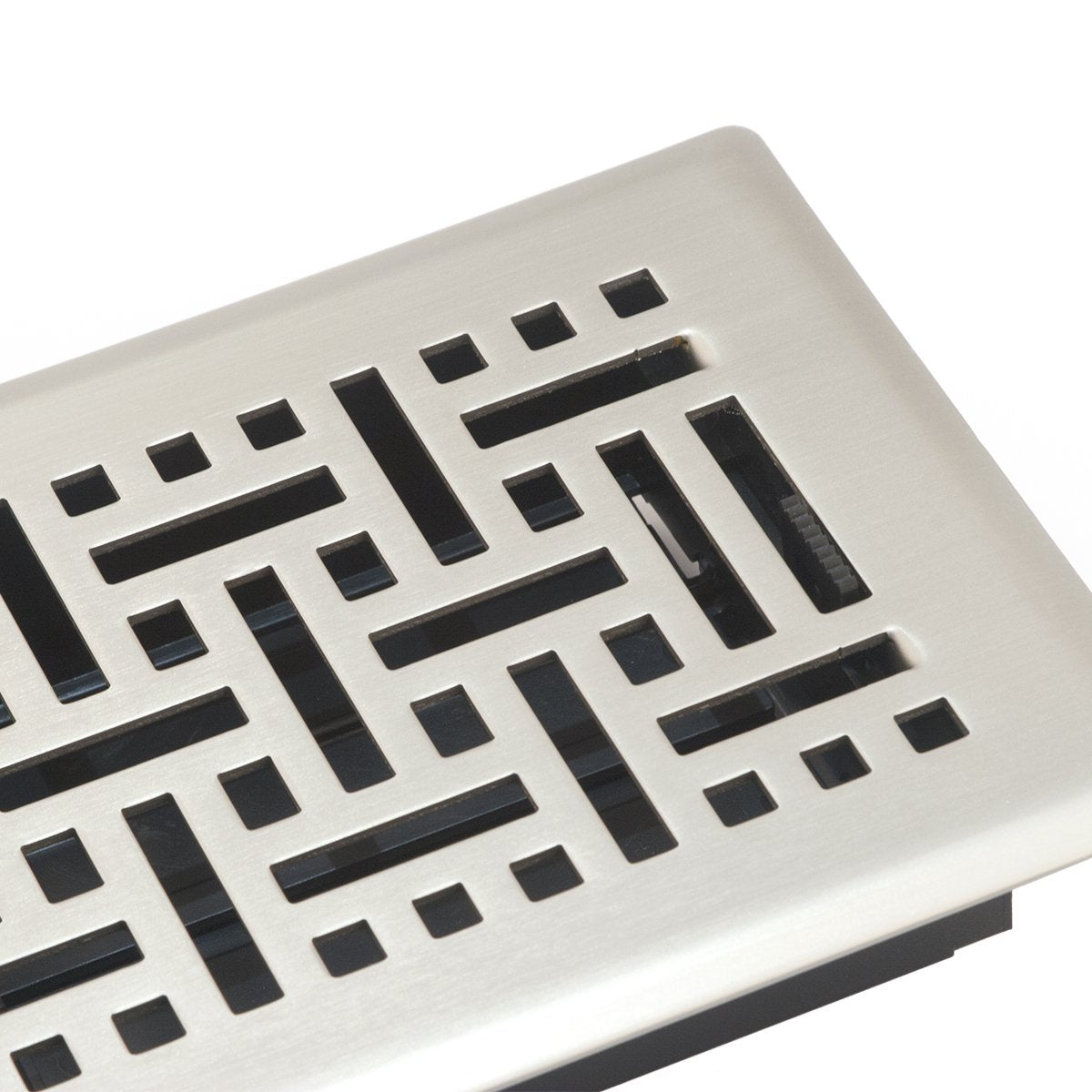 2&quot; X 12&quot; Modern Victorian Floor Register Grille With Dampers - Decorative Grate - HVAC Vent Duct Cover - Satin Nickel - HVAC PremiumVF - WB 2x12 SN